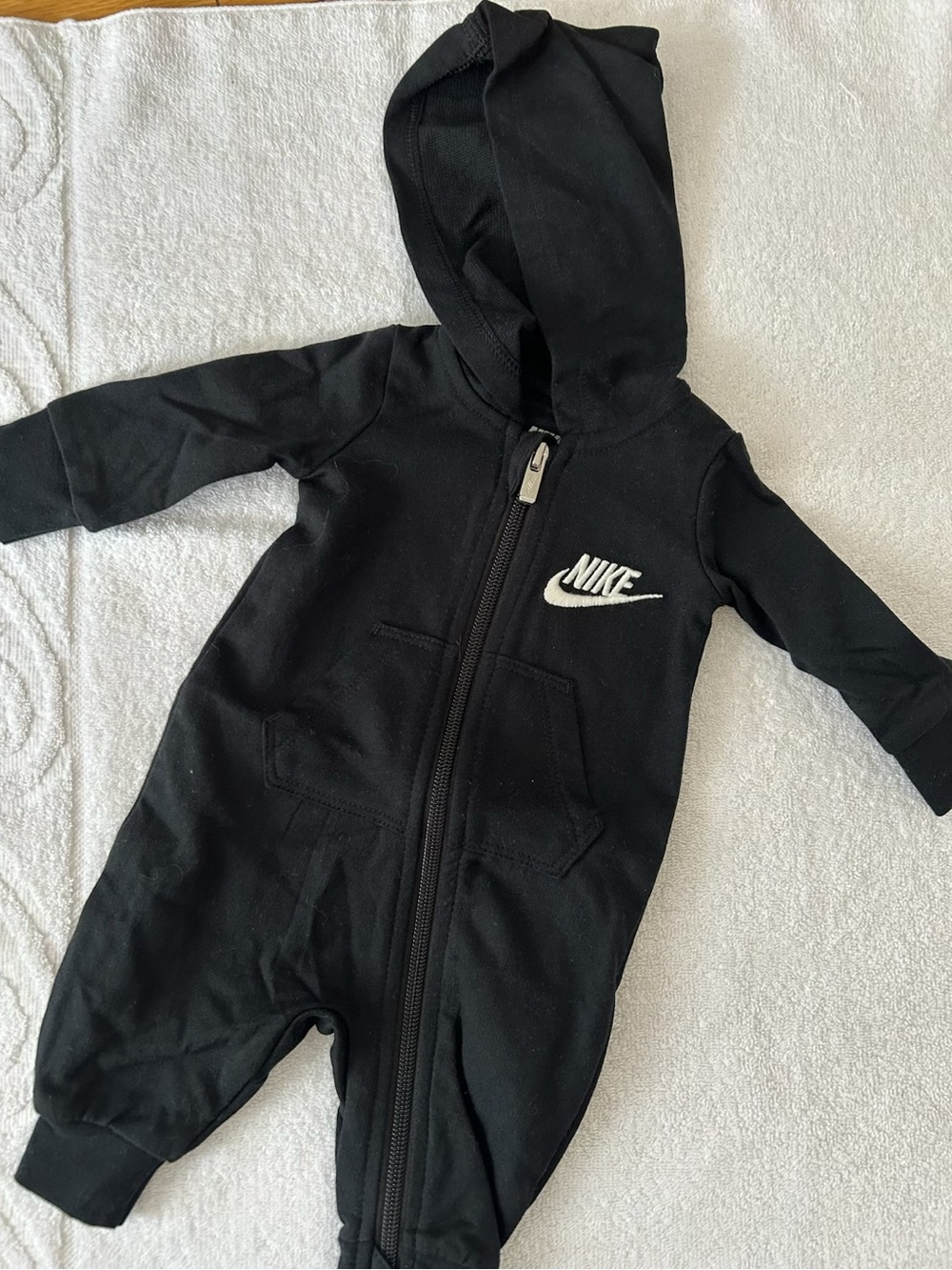Nike Black Hooded Baby Footless Zip One-Piece